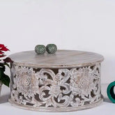 Bristol Handmade Carved Wooden Round Coffee Table